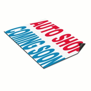 Car Magnet Set of 2 Auto Shop Coming Soon Red Blue Auto Car Repair Shop - Picture 1 of 7