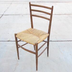 Vintage Italian Mid Century Modern Gio Ponti Style Chiavari Spinetto Chair Rush