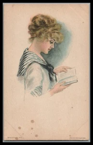 ART NOUVEAU LADY EDWARDIAN WOMAN ALICE LUELLA FIDLER ART GLAMOR FASHION POSTCARD - Picture 1 of 2