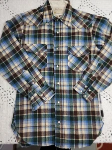 Vintage Pendleton Mens Size S Wool With Pearl Snaps Flannel Shirt - Picture 1 of 7