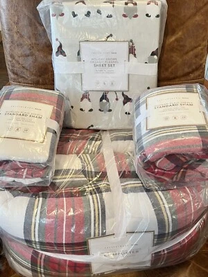 Juego de sábanas Pottery Barn Teen Morgan a cuadros Sherpa completo/reina edredón fundas gnomo Foto 1 de 4