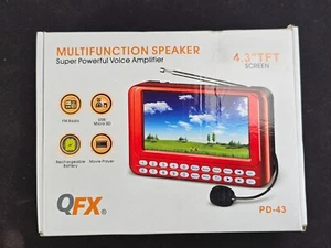 QFX PD-43 Tragbares System 4,3 TFT Bildschirm FM Radio Sprachverstärker Lautsprecher - Bild 1 von 2