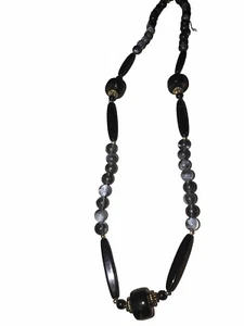 Vintage Black Beaded Necklace Lobster Claw Clasp EUC - Picture 1 of 6