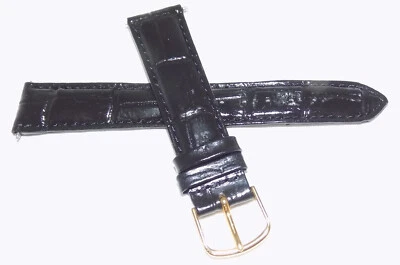 7 7/8" 201mm Nueva Correa de Reloj Acolchada Simulada Repujada Grano de Cocodrilo Timex 18mm Foto 1 de 4