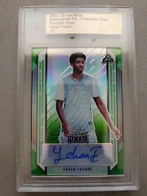 2021-22 Leaf Metal Yohan Traore Green Prismatic Pre-production Proof 1/1 - Image 1 of 2
