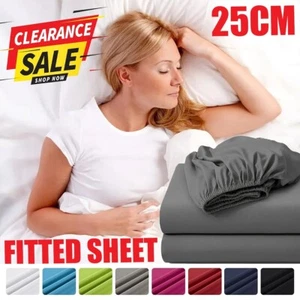 Spannbettlaken Bettwäsche 100% Poly Baumwolle Single Double King Super King Size - Bild 1 von 24