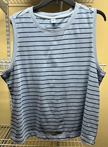 Old Navy Easy Vintage Blue Stripe Sleeveless Tank Women's Top Size X-Large New - Picture 1 of 10