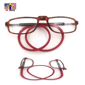 Unisex 3.00 Brown & Red Reading Presbyopia Magnifying Eye Glasses Neck Hangs - Picture 1 of 6