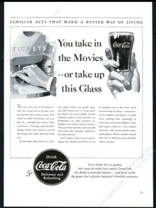 1940 Coca-Cola Take In Movies of Take Up The Glass Coca Cola anuncio impreso vintage - Imagen 1 de 7