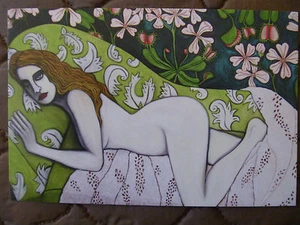 POSTCARD....NUDE ON CHAISE LONGUE (LOUNGE)..."SUBURBAN VENUS"..SEDUCTIVE..SEXY - Picture 1 of 1