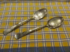 1882 Antique Silverplate "WM ROGERS & SON 807" Coronet 2 Tablespoons 138 Yrs Old - Picture 1 of 12