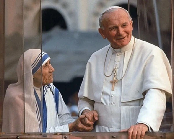 Saint MOTHER TERESA & Catholic Pope John Paul II Poster Photo 24X36 - Image 1 of 1