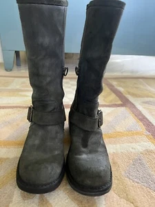 Fiorentini + Baker Eternity Gray Suede Biker Boots Size 38 1/2 - Picture 1 of 8