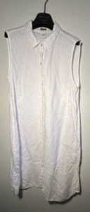 Magaschoni Natural White 100% Linen Shirt Dress Size Large Summer Pockets - Picture 1 of 5