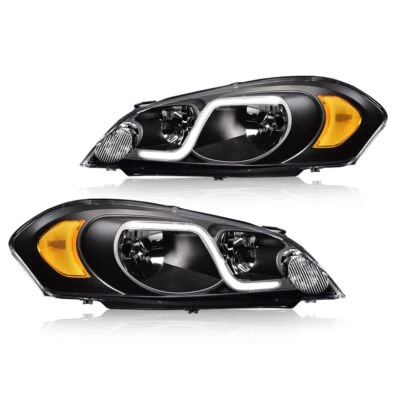 Faros LED DRL aptos para Chevy Impala 06-16 carcasa negra esquina ámbar Foto 1 de 4