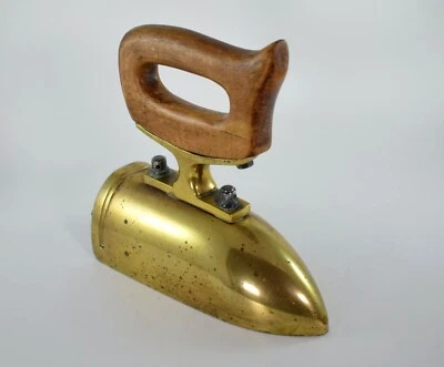 ANTIQUE BRASS OX TONGUE IRON with SLUG 19.5cm Long - image 1 of 4