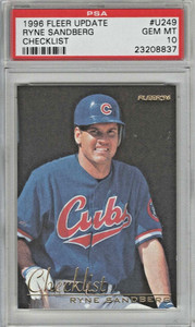 1996 FLEER UPDATE RYNE SANDBERG #U249 CHECKLIST PSA 10 GEM MINT POP 19