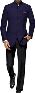 Indian Navy Blue Pakistani Jodhpuri Suit Wedding Partywear Coat pant Suit - Picture 1 of 2