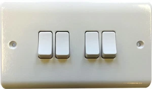 Ashley 4 Gang Light Switch White 2 Way Switched Amp Plastic Wall Plate Switch - Picture 1 of 3
