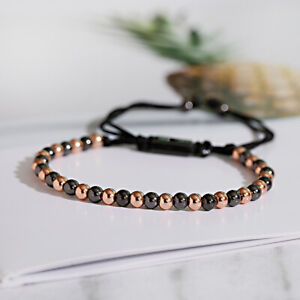 Classic Men Women 4MM Copper Beaded  Adjustable Bracelet Fashion Jewelry Gift