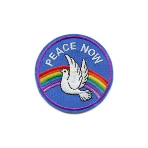 Peace Now Dove and Rainbow Iron-On Embroidered Patch – Hippie Vibes - Picture 1 of 2