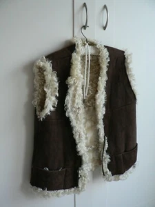 Suede Sheepskin Gilet Boho 70’s Body Warmer Antartex Medium Curly - Picture 1 of 7