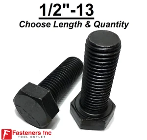 1/2-13 Sechskantschraube einfach schwarz Stahl Klasse 5 Zylinderschraube (Länge & Menge wählbar) - Bild 1 von 30