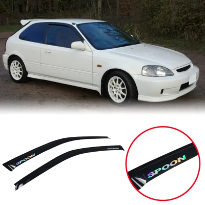 Viseiras de janela adequadas para 96-00 Honda Civic Hatchback guarda chuva 2 peças com colher - Imagem 1 de 3