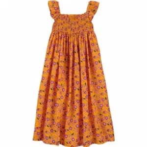 Carters Kid Girls orange Floral Maxi smocked summer viscose Dress 8 - Picture 1 of 10