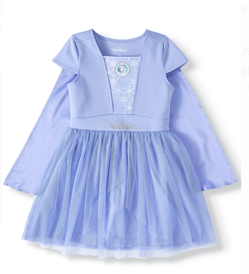 New Frozen II Girls Elsa Blue Dress Costume Tutu Tulle Dress w/ Cape 7-8 10-12 - Image 1 of 1