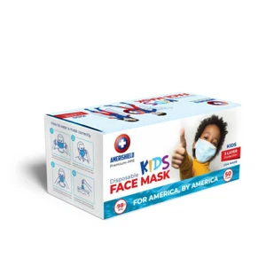 Mascherine Viso Monouso Bambini Ear Loop - 3 Strati - Confezione da 50 - 98% BFE - Made In USA ✅ - Foto 1 di 3