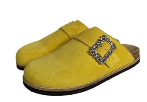 Pollini clogs/mules women's suede footbed sandals embellished buckle - Picture 1 of 15