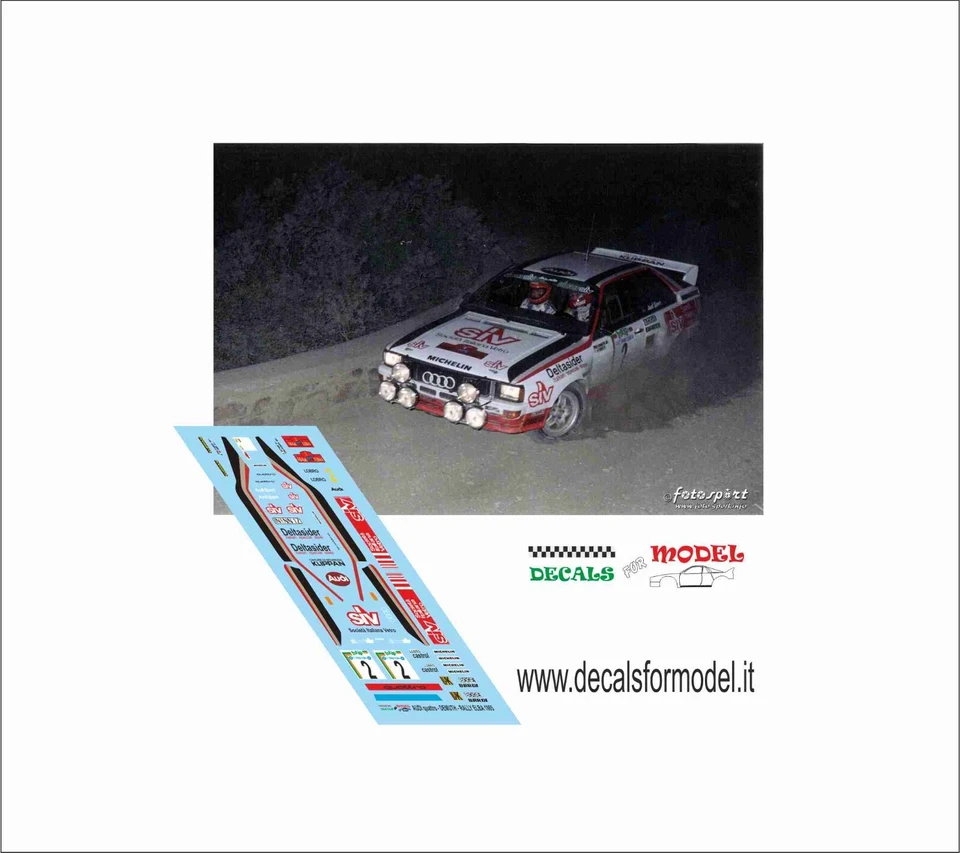 DECALS 1:43 AUDI QUATTRO DEMUTH RALLY ELBA 1985 - Immagine 1 di 1