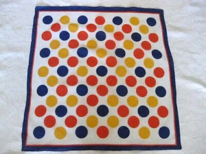 Vintage geometrisch rot blau Kugeln Tupfen weißer Hintergrund seidenähnlicher Schal 26 Zoll - Bild 1 von 3