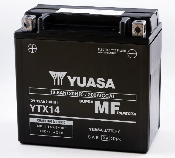 BATTERIA YUASA YTX14-BS AGM 12V 12.6 Ah 200A (150x87x145mm) PRONTA ALL'USO - Immagine 1 di 4