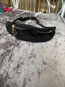 Women’s Black Bum Bag With Gold Zips - Picture 1 of 5