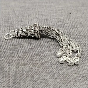 Colgante con dije de borla de cadena de plata de ley 925 para collar - Imagen 1 de 4