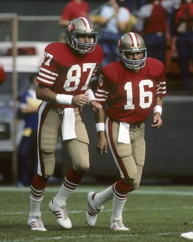 JOE MONTANA & DWIGHT CLARK 8X10 PHOTO SAN FRANCISCO 49ers PICTURE NFL FOOTBALL - Image 1 of 1