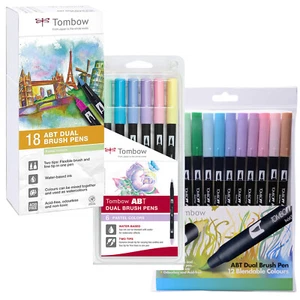 Tombow ABT Brush Dual Art Pens - Pastel Colours - Packs of 6 12 or 18 - Uk Stock - Picture 1 of 8