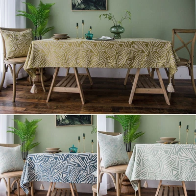 Jacquard Tablecloth Tassel Table Cloth Cover Vintage Dining Kitchen Home Decor - Image 1 of 4