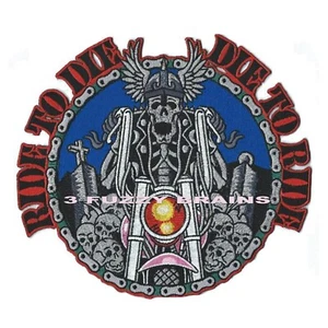 Ride To Die... Parche trasero bordado Die To Ride Skeleton Biker OFERTA - Imagen 1 de 2