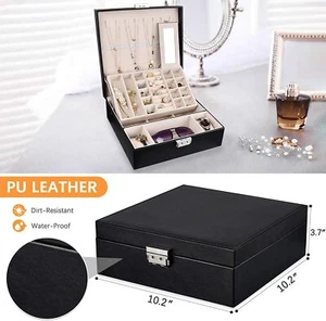 Women's Jewelry Boxes Organizer Box w/Coded Lock,2 Layers 36 Compartments Black - Picture 1 of 8