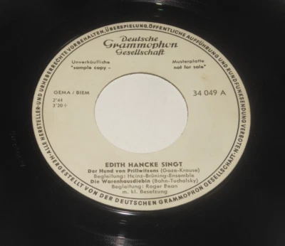 Edith Hancke - PROMO EP (7") - Singt - Deutsche Grammophon Gesellschaft 34 049 - Bild 1 von 2