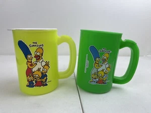 The Simpsons Cup Mug Green Plastic 20 Oz. Super Max Vintage 1990 Bundle Of Two - Picture 1 of 5
