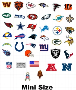 NFL All Logo Helmet Decals 8 Mil Convex Gear wrap mini size - Picture 1 of 1