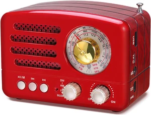 J-160 Radio Portatile Vintage FM/AM, Altoparlante Bluetooth Retro,Manopola Di Re - Foto 1 di 11