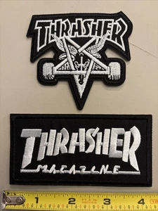 2 Stück - Thrasher (Aufbügler Patch) Skateboard / Magazin / X Games - Bild 1 von 2