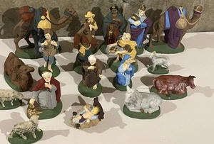 Vintage Atlantic Form 18 Teile Weihnachtskrippe handbemalt signiert - Bild 1 von 8