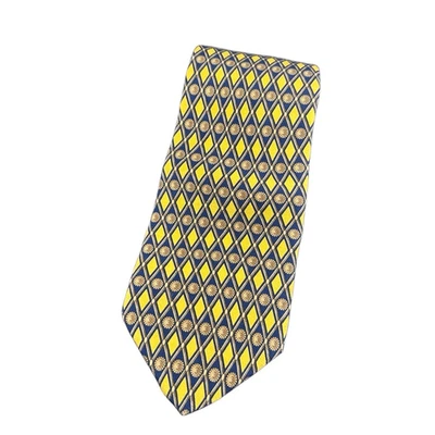 Corbata Tom James All Silk Green Label amarilla y azul Foto 1 de 4
