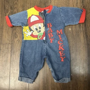 Vintage Mickey & Co. Baby Mickey Mouse Disney Body Zip Snap Strampler - Bild 1 von 5